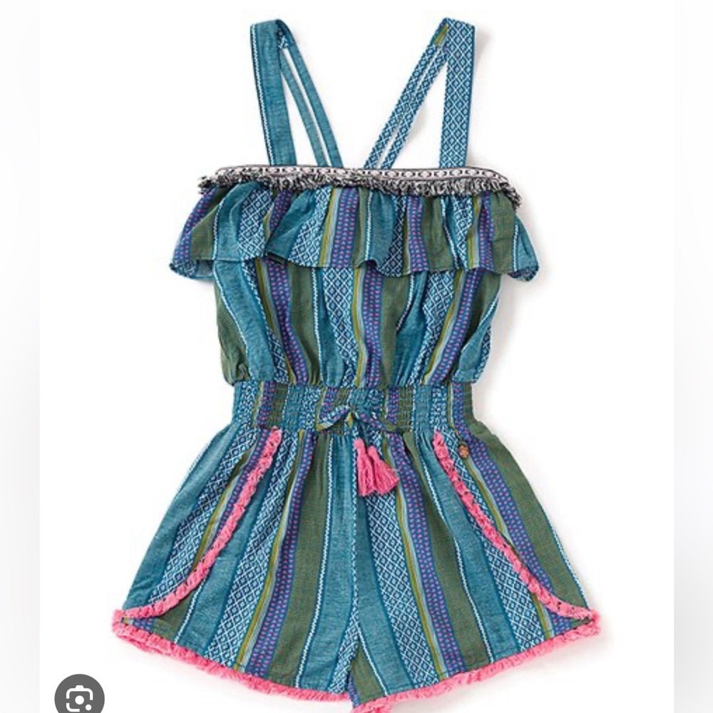 Matilda Jane Teal, Green & Pink Striped Girls Romper